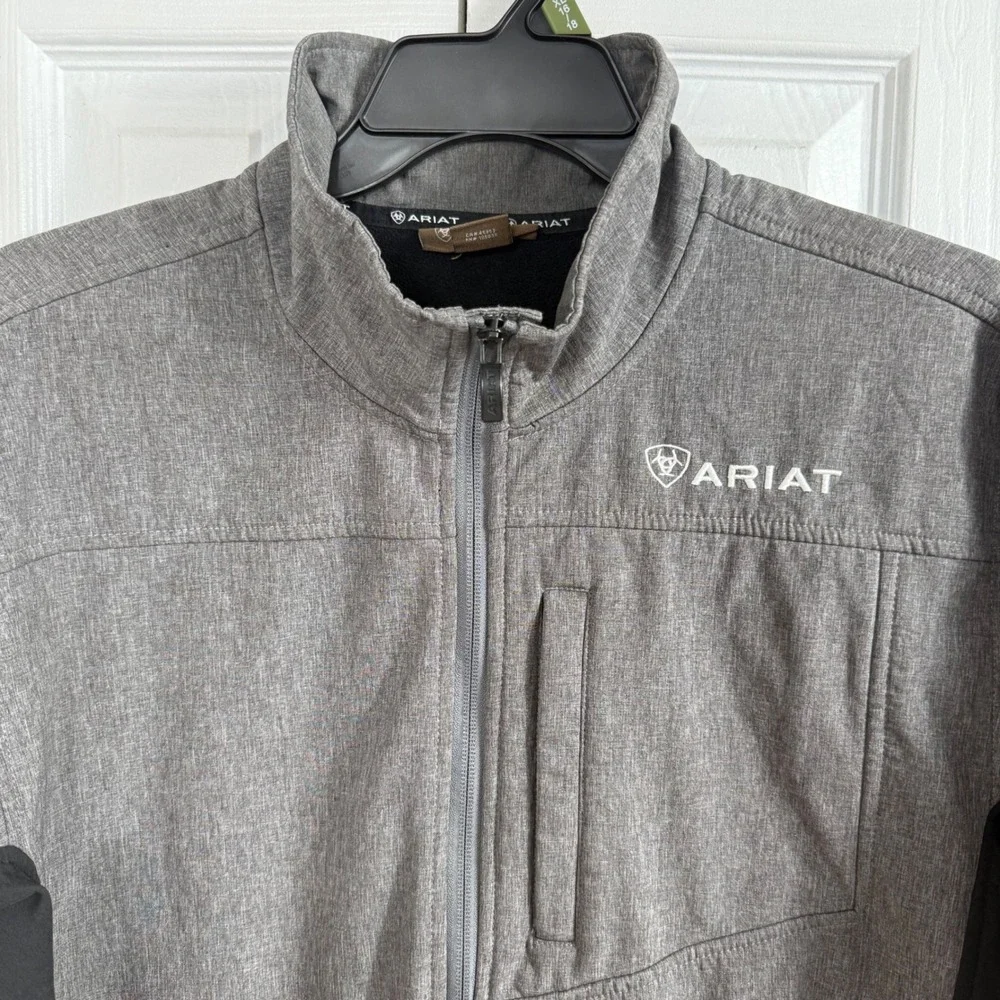 Ariat Softshell Jacket Mens L Gray Black Wind Water Resistant Western Workwear